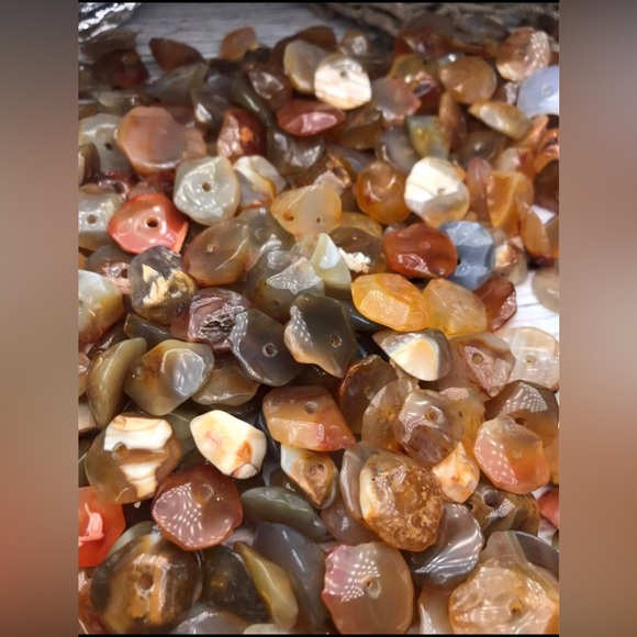 Large Vintage Rough Cut Polished Agate Gemstone Beads DIY Jewelry Making Bundle - Picture 6 of 14